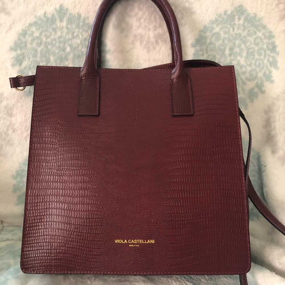 Viola Castellani Satchel NWOT in a deep Bordeaux color